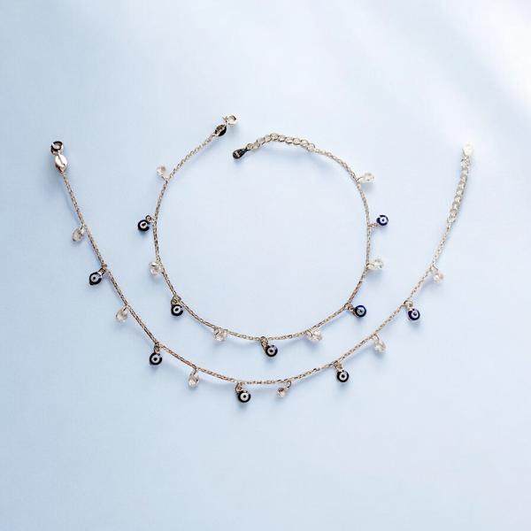 Unique Evil Eye Anklet with Ball Shaped Stone