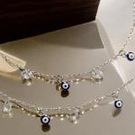 Unique Evil Eye Anklet with Ball Shaped Stone