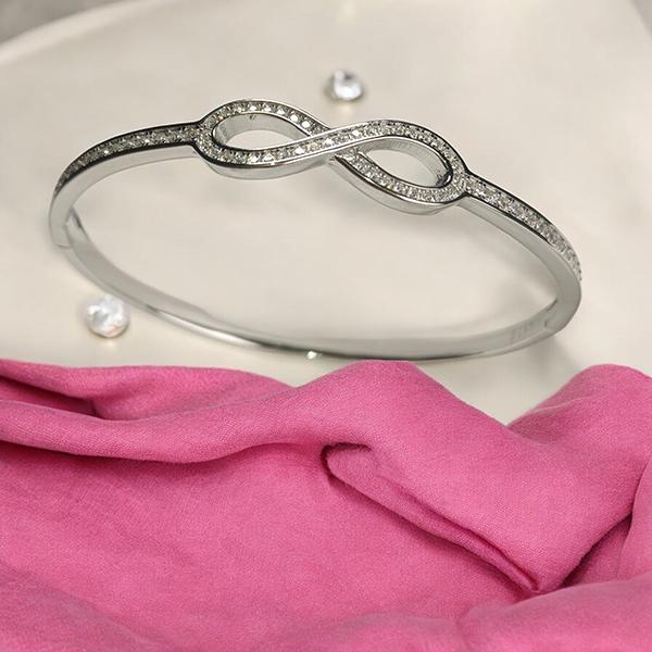 Infinity Shape Bracelet with Diamond Sterling Silver 925