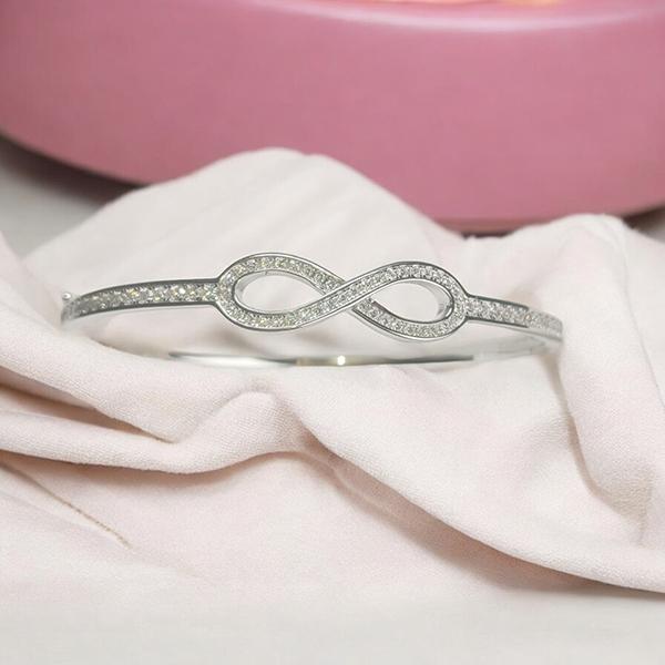 Infinity Shape Bracelet with Diamond Sterling Silver 925