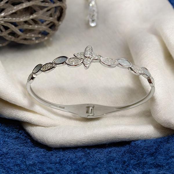 Bracelet with Flower Leaf and Diamond Sterling Silver 925