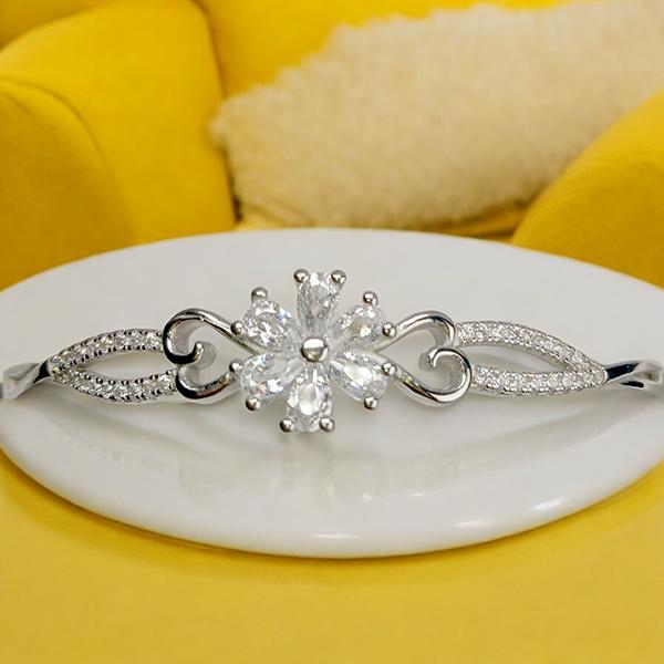 Bracelet with Sun Flower and Diamond Sterling Silver 925