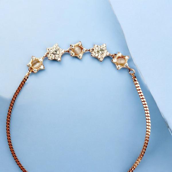 Star Shapped Bracelet with Cubic Zirconia & Mother of Pearl - Rose Gold Plated