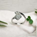 Adjustable Ring Floral Design with Diamond