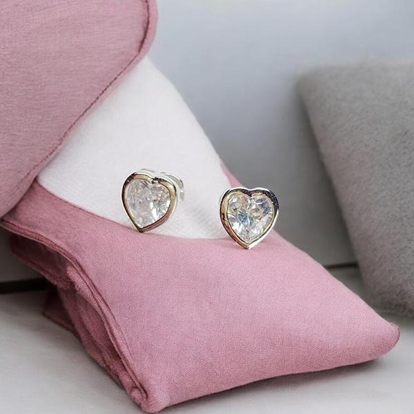 Earrings Heart Shape Stone