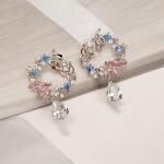 Earrings of Butterfly Design with Pink and Blue Stone