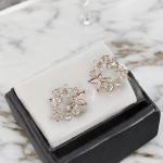 Earrings with Light Pink Butterfly and White Flower