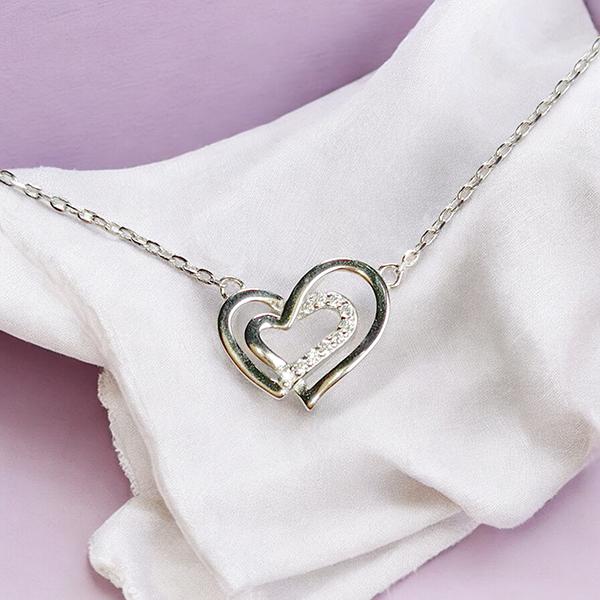 Chain with Dual Heart Pendant and Diamond