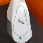 Delicate Necklace with Blue Stone and Earrings