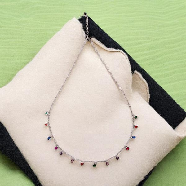 Delicate Necklace with Multi Color Stone