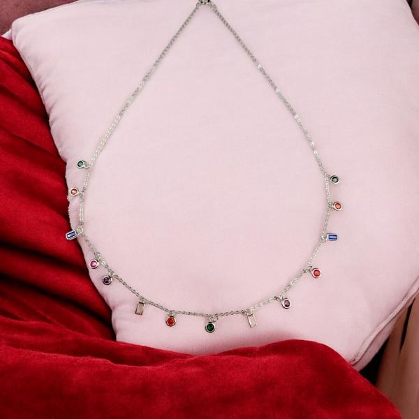 Delicate Necklace with Multi Color Stone