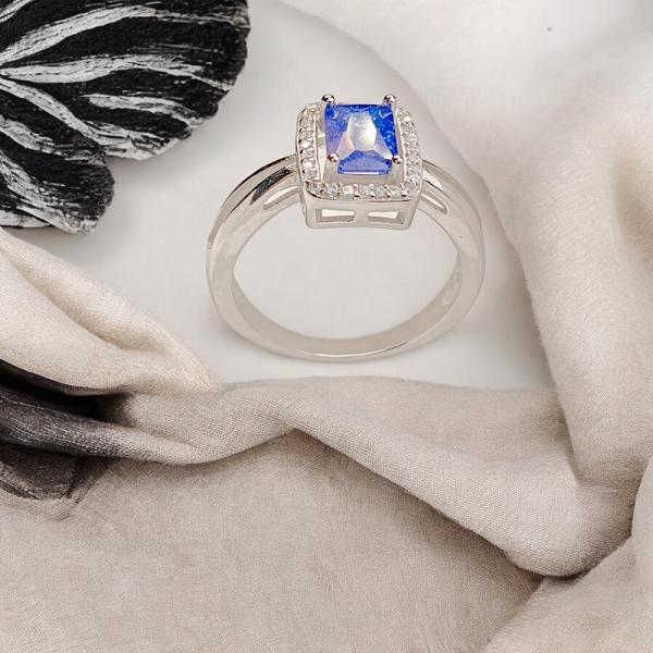 Ring with Rectangular Blue Stone