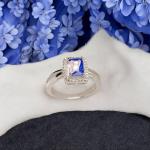 Ring with Rectangular Blue Stone